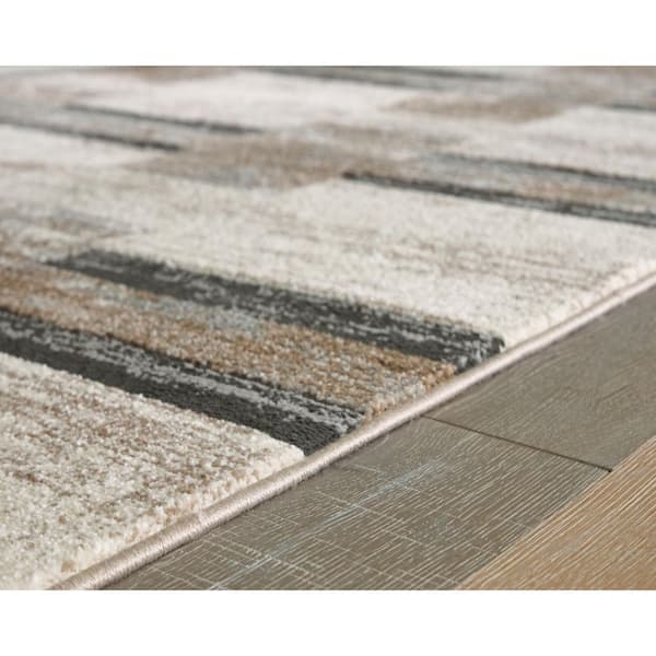 Alstone 5 ft. x 7 ft. Beige/Light Gray Striped Area Rug