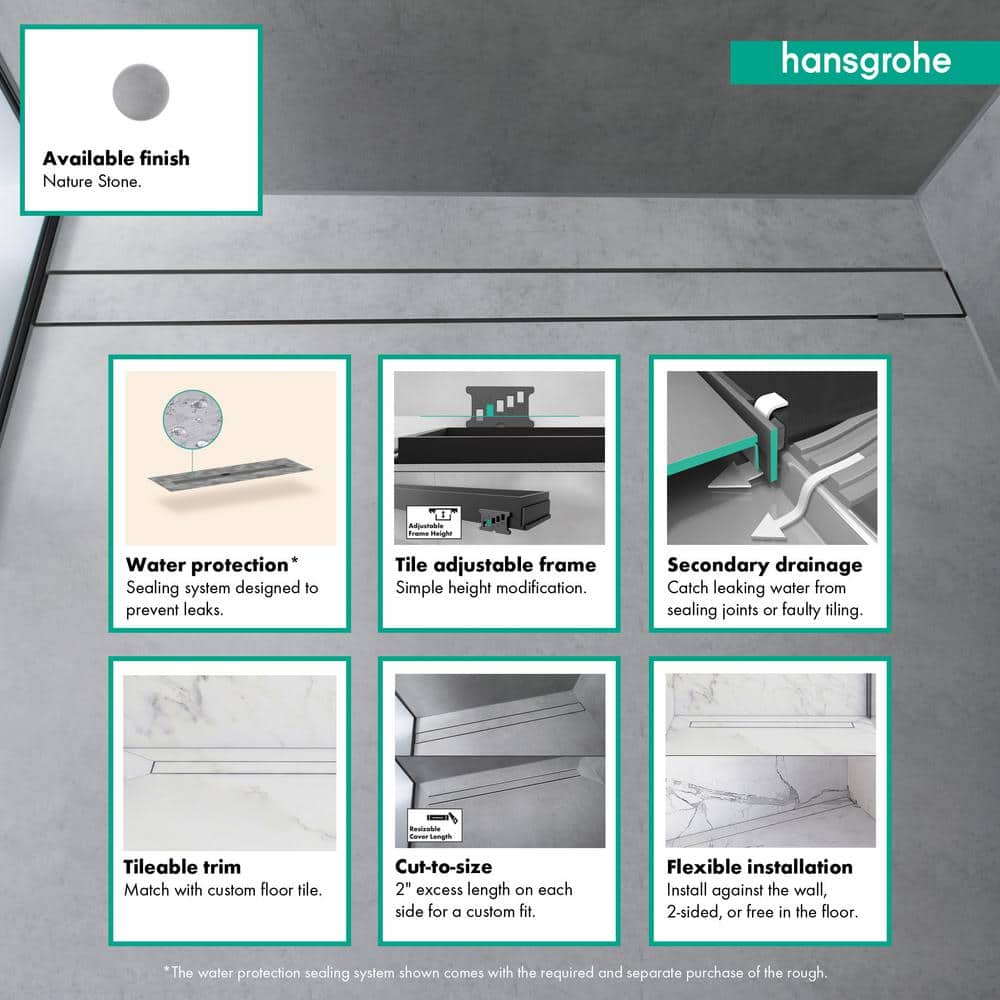 Nature Stone Stainless Steel Linear Shower Drain with Adjustable Frame