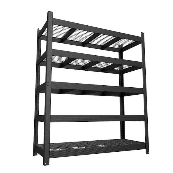 5-Shelf Heavy Duty Metal Garage Storage Shelving Unit in Black (72 in.H x 60 in.W x 24 in.D)