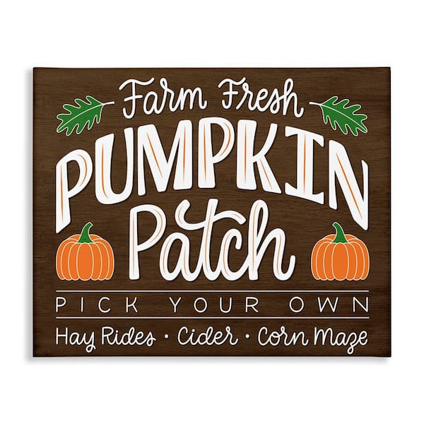 Stupell Industries Farm Fresh Pumpkin Patch Sign by Jalynn Heerdt Unframed Graphic Typography Art Print 20 in. x 16 in.