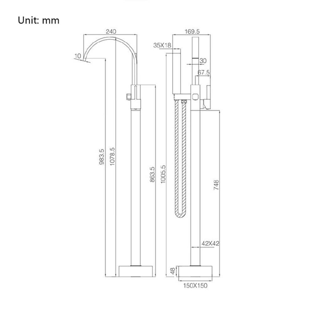 Matte Black Freestanding Tub Faucet with Hand Shower