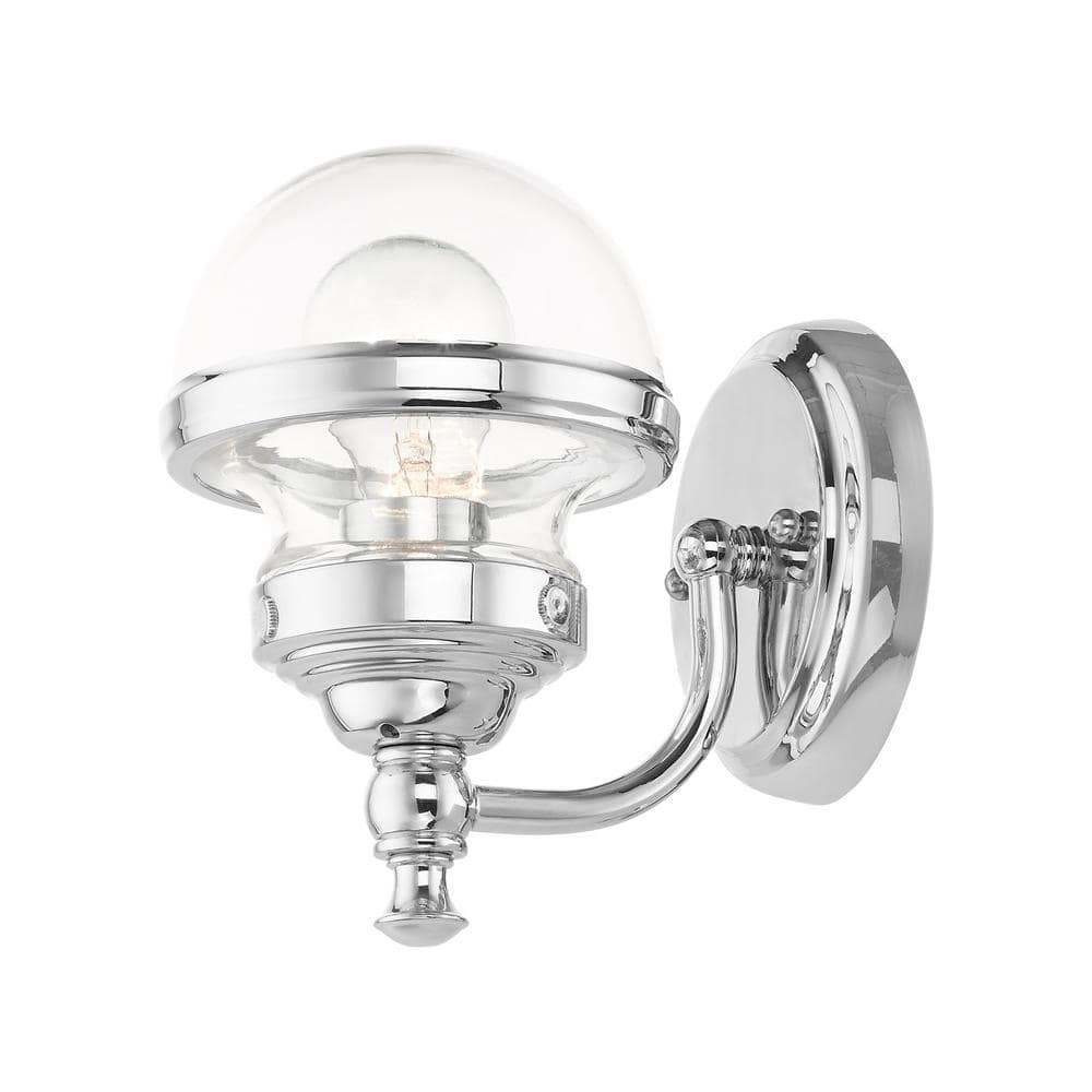 Polished Chrome 1-Light Vanity Sconce with Clear Glass