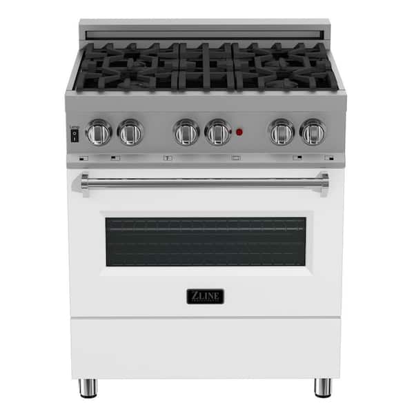 30 in. 4 Burner Dual Fuel Range with White Matte Door in Fingerprint Resistant Stainless Steel