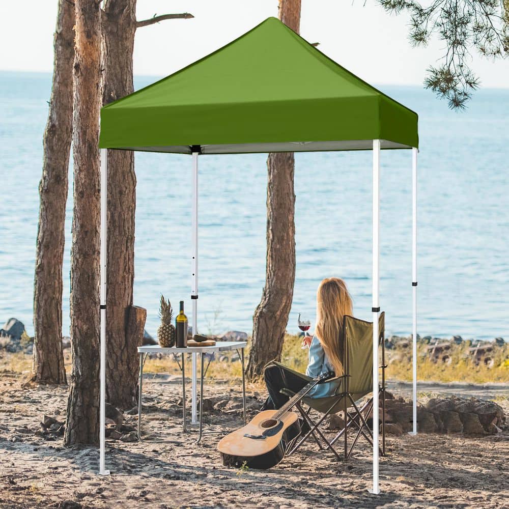 5 ft. x 5 ft. Grass Green Portable Instant Pop Up Canopy, Adjustable Height, for Beach, Sports and Camping price history on PriceWatchPro