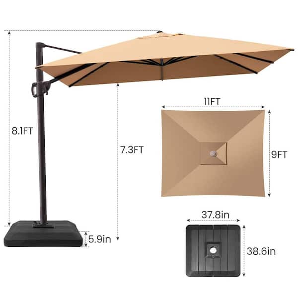 driscol tan patio umbrella Baska Outdoor Round Arashi Salt Hassle Free Return Cantilever Patio Umbrella - Round