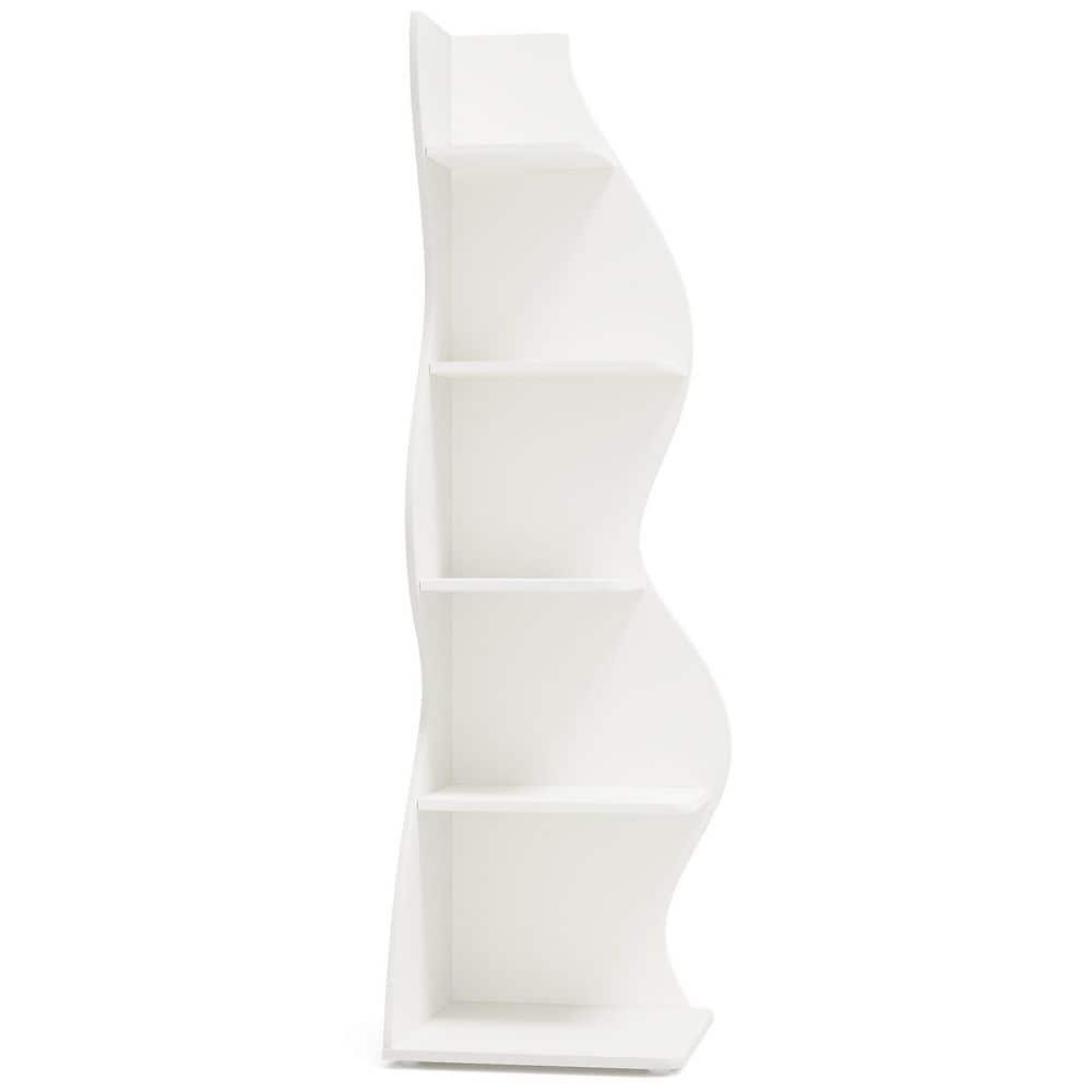 Eulas 69.8 in. Tall White Engineered Wood 5-Shelf Standard Bookcase Bookshelf Corner Shelf for Living Room price history on PriceWatchPro
