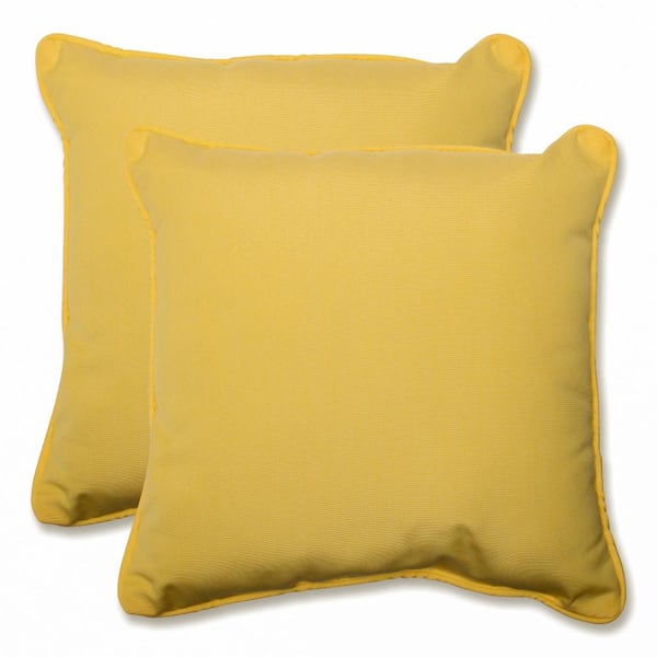 Pillow Perfect Solid Yellow Square Outdoor Square Throw Pillow 2-Pack