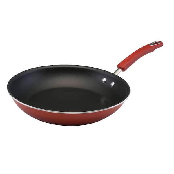Rachael Ray Classic Brights 12.5 in. Porcelain Nonstick Stovetop Skillets in Cranberry Red Gradient