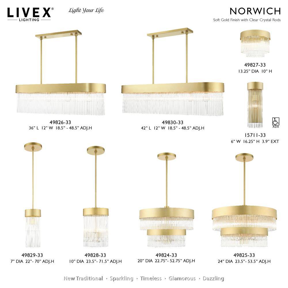 Soft Gold Crystal Rods 4-Light Linear Chandelier