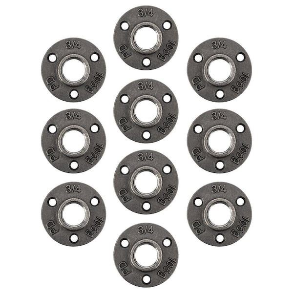 3/4 in. x 2.875 in. Black Iron Round Mini Floor Flange Fitting (10-Pack)