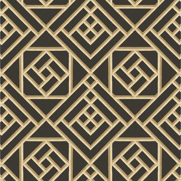 SURFACE STYLE Latticework Noir Vinyl Peel and Stick Wallpaper Roll (Covers 30.75 sq. ft.)
