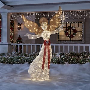 92 in. Warm White LED Super Bright PVC Angel with Star Holiday Yard Sculpture