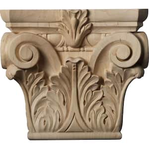 3-1/4 in. x 9-1/2 in. x 8-3/8 in. Unfinished Lindenwood Medium Floral Roman Corinthian Capital