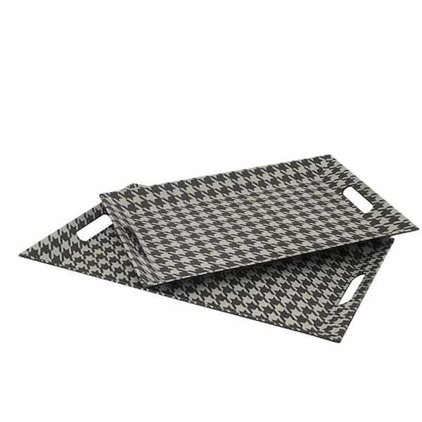 Home Decorators Collection Houndstooth Assorted Sizes Melamine Brown/Tan Decorative Tray (Set of 2)