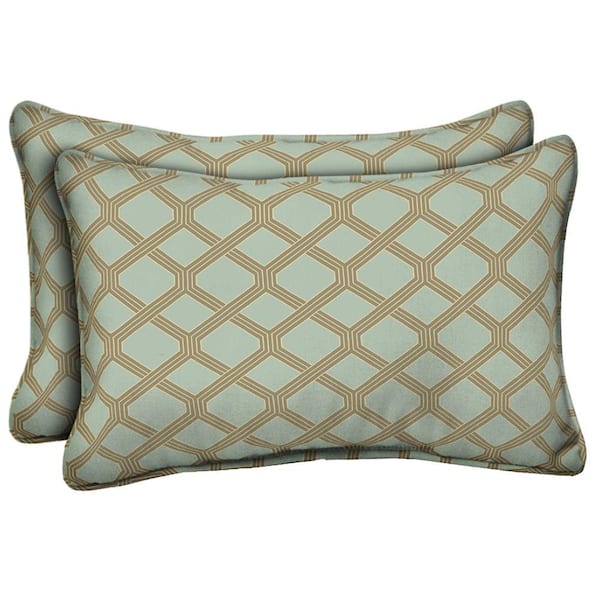 Hampton Bay Bayou Lattice Outdoor Lumbar Pillow (2-Pack)