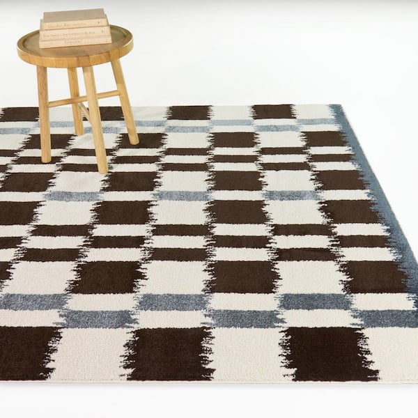 Noack Blue 8 ft. x 10 ft. Checkered Ikat Area Rug