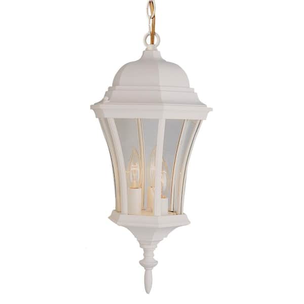 Bel Air Lighting Burlington 3-Light White Outdoor Pendant Light with Clear Glass
