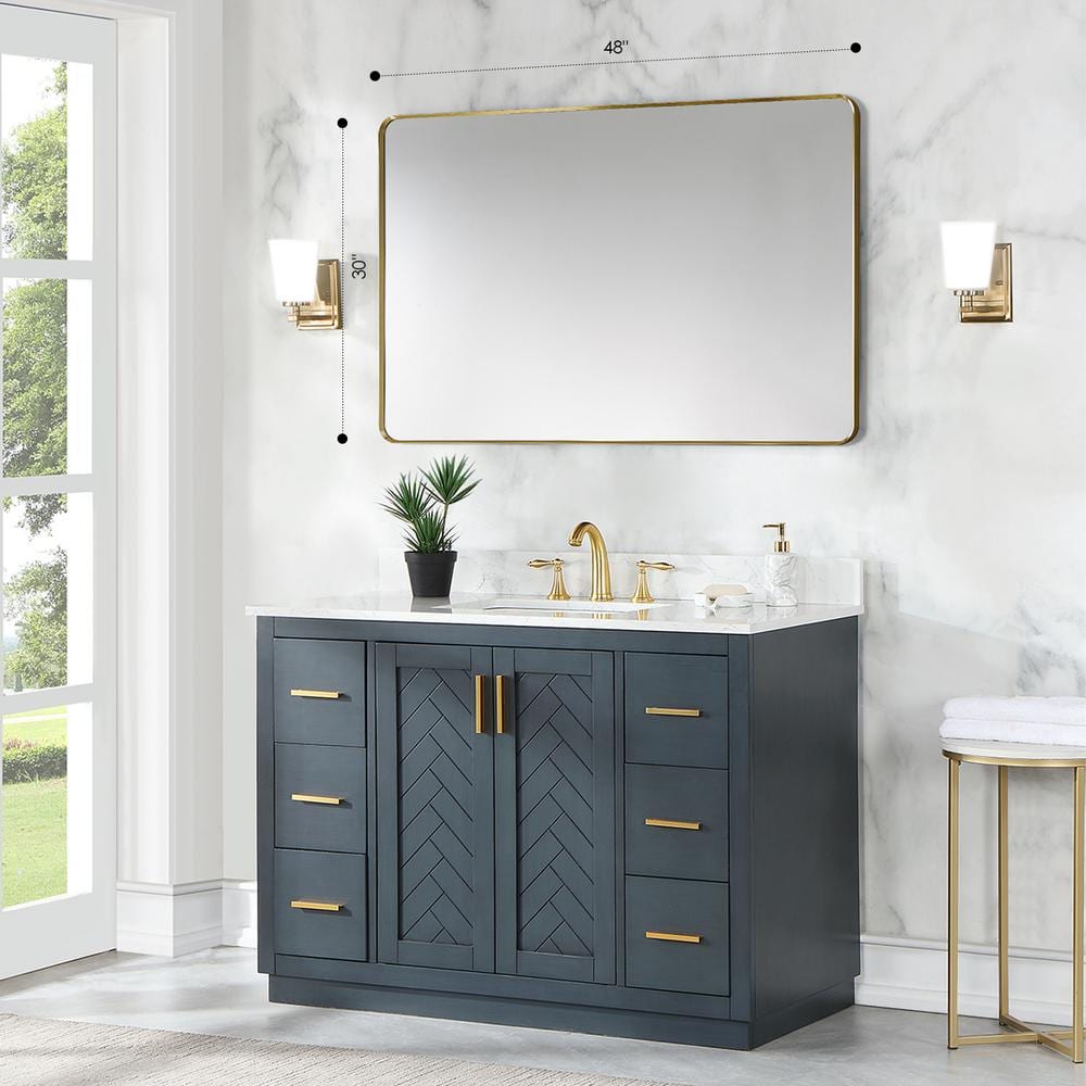 Eleganza 48" Gold & Silver Aluminum Rectangular Vanity Mirror