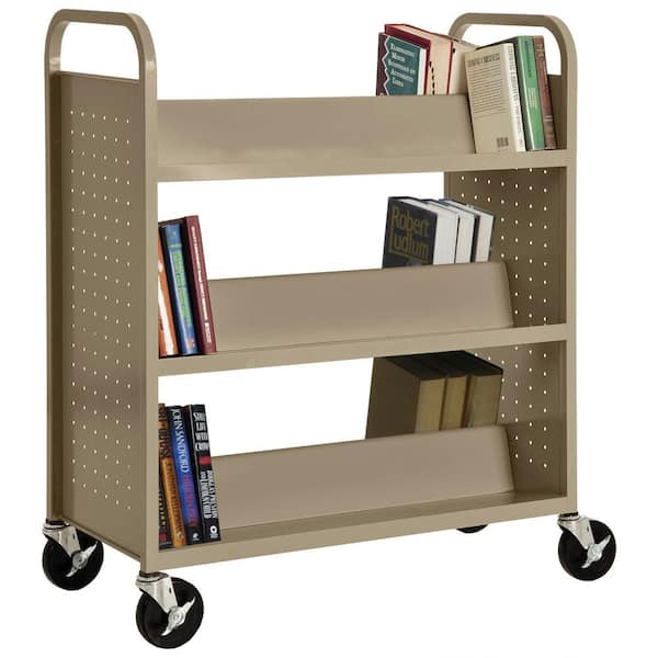 Sandusky 46 in. Tropic Sand Metal 3-shelf Cart Bookcase with Locking