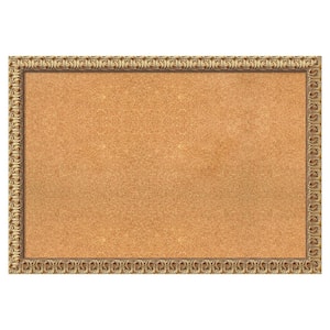 Florentine Gold Wood Framed Natural Corkboard 39 in. x 27 in. Bulletin Board Memo Board