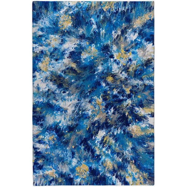 Dream Shag Premium Machine Washable Abstract ADS62 Blue 10 ft. x 14 ft. Area Rug