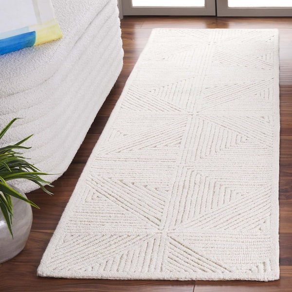 Textural 2 ft. x 8 ft. Ivory Triangle Striped Runner Rug