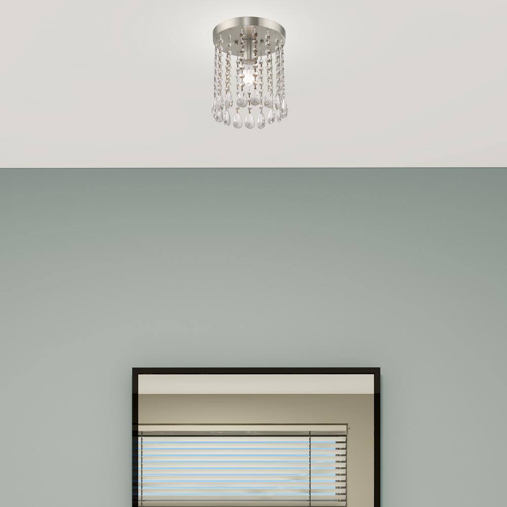 Elizabeth Brushed Nickel Ceiling Light with Clear Crystal Shade