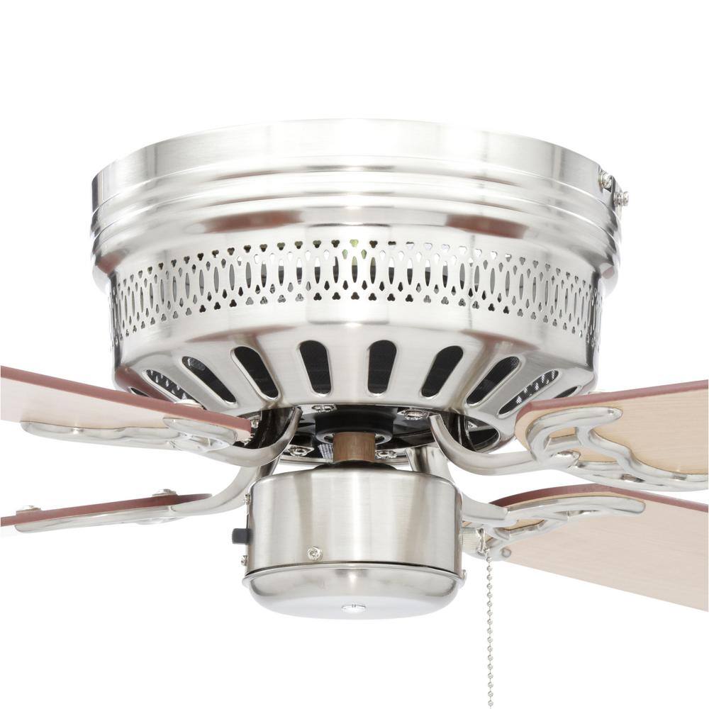 Brushed Nickel 42" Low Profile Ceiling Fan with Reversible Blades