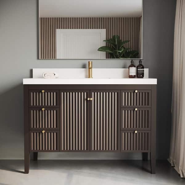 Urban Woodcraft Davos 48in, Engineered Stone Composite Top, Single Vanity (Espresso)