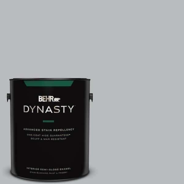 BEHR DYNASTY 1 gal. #PPU18-05 French Silver One-Coat Hide Semi-Gloss Enamel Interior Stain-Blocking Paint & Primer