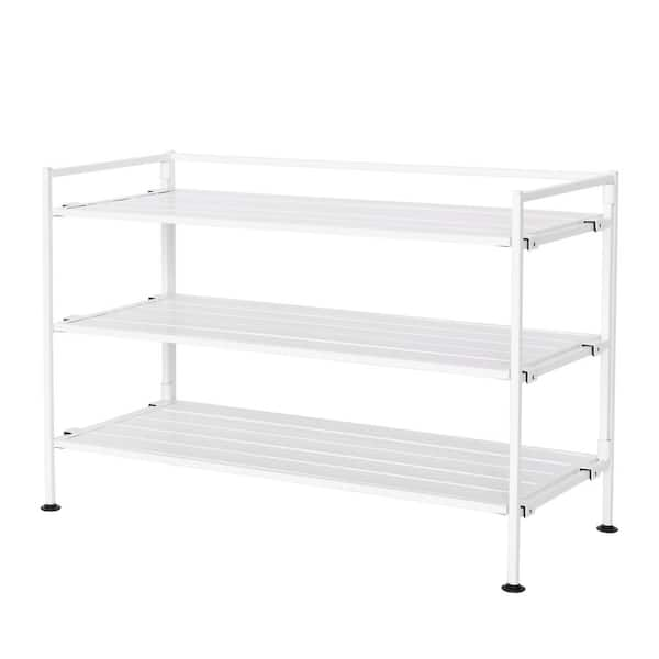 Seville Classics 18.5 in. H 9-Pair 3-Tier White Resin Slat Metal Frame ...