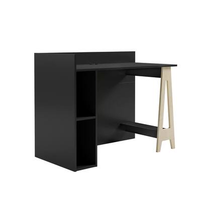 Atypik 45 in. Rectangular Black and Russian Plywood Wood Computer Desk with Open Storage