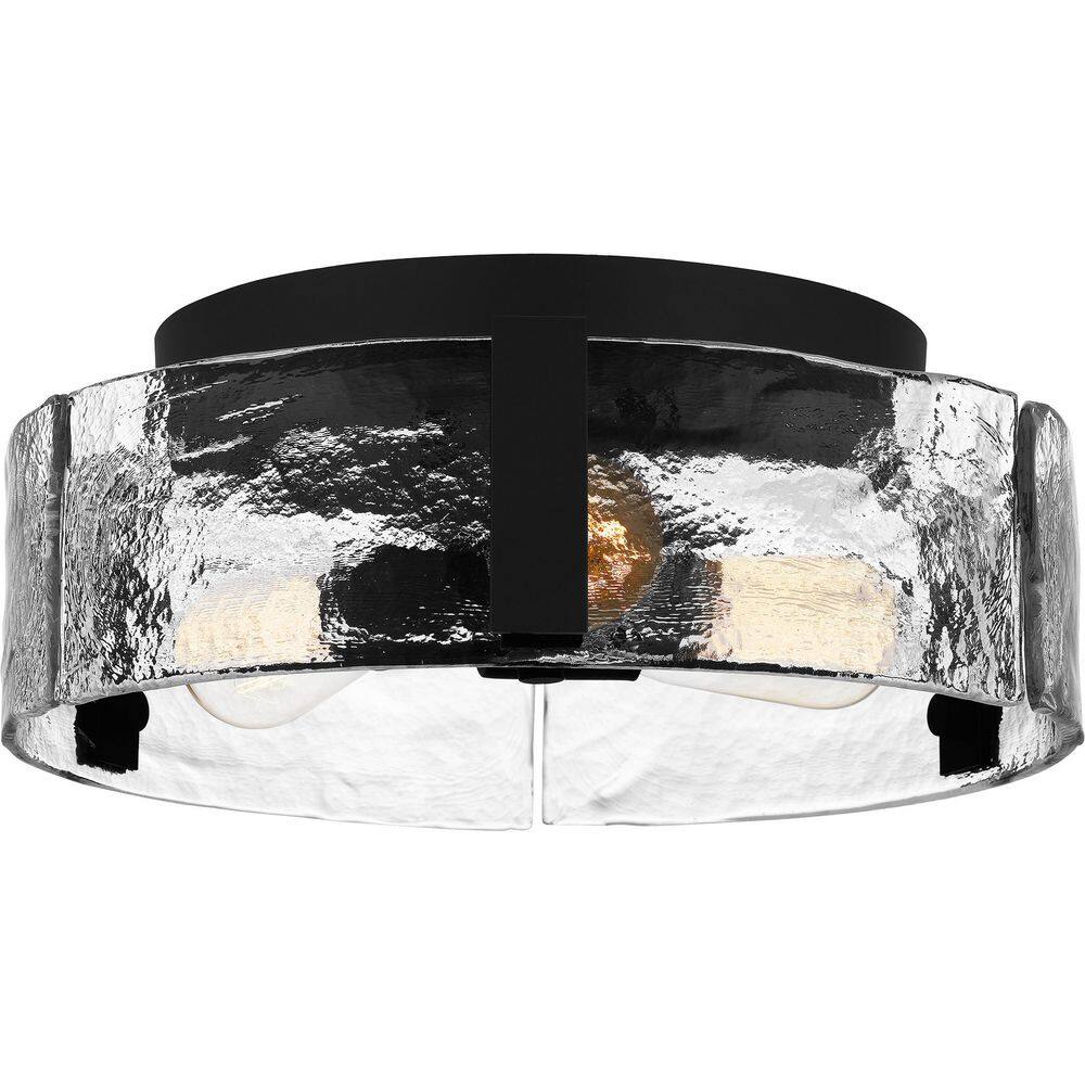 Angora Matte Black and Glass 3-Light Flush Mount