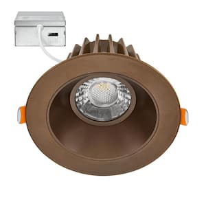 4 in. Slim Round Recessed Anti-Glare LED Downlight, Bronze Trim, Canless IC Rated, 1000 Lumens, 5 CCT 2700K-5000K