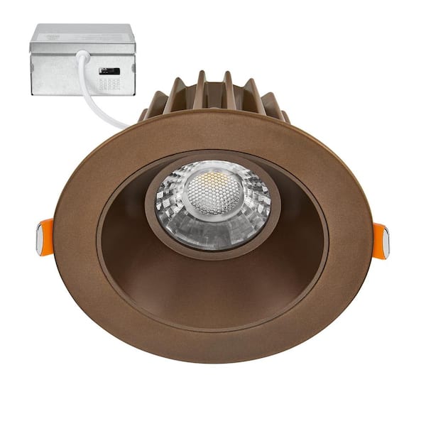 4 in. Slim Round Recessed Anti-Glare LED Downlight, Bronze Trim, Canless IC Rated, 1000 Lumens, 5 CCT 2700K-5000K