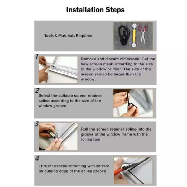 Window Screen Replaceent Screen Doors Repair Kit 47.2 x 98.4 Inch