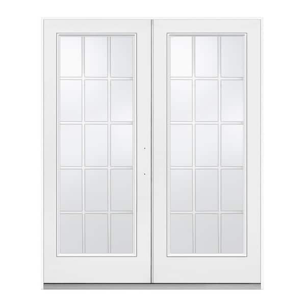 JELD-WEN 72 in. x 80 in. Primed Fiberglass Left-Hand Inswing 15 Lite Glass Active/Stationary Patio Door