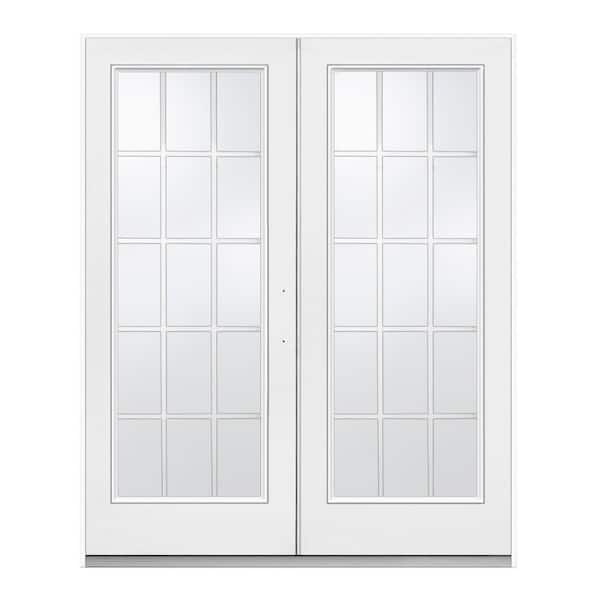 JELD-WEN 72 in. x 80 in. Primed Fiberglass Left-Hand Outswing 15 Lite ...