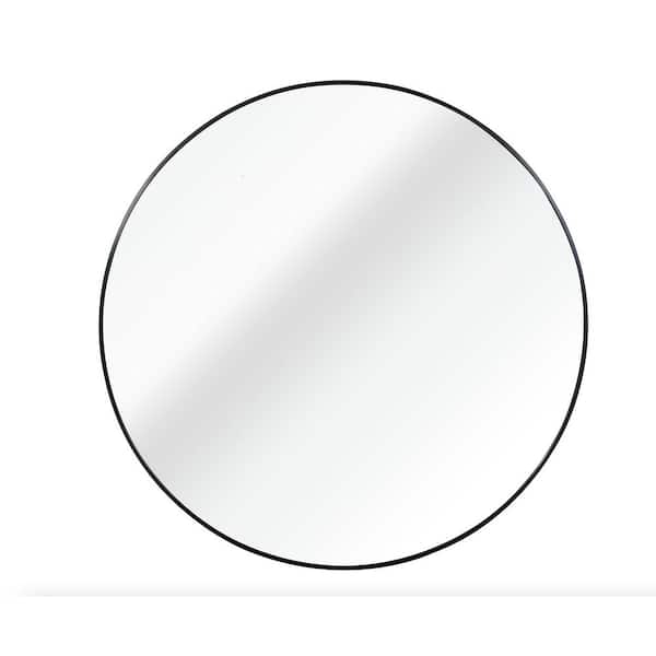 cadeninc 39 in. x 39 in. Round Black Aluminum Framed Wall-Mounted Bathroom Vanity Mirror