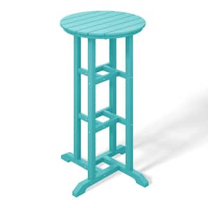 Laguna 24 in. Round Pub Height HDPE Plastic Dining Outdoor Bar Bistro Table in Turquoise
