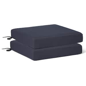 FadingFree (Set of 2) 20 in. x 19.5 in. x 4 in. Outdoor Patio Thick Square Lounge Chair Seat Cushions, Ties in Navy Blue