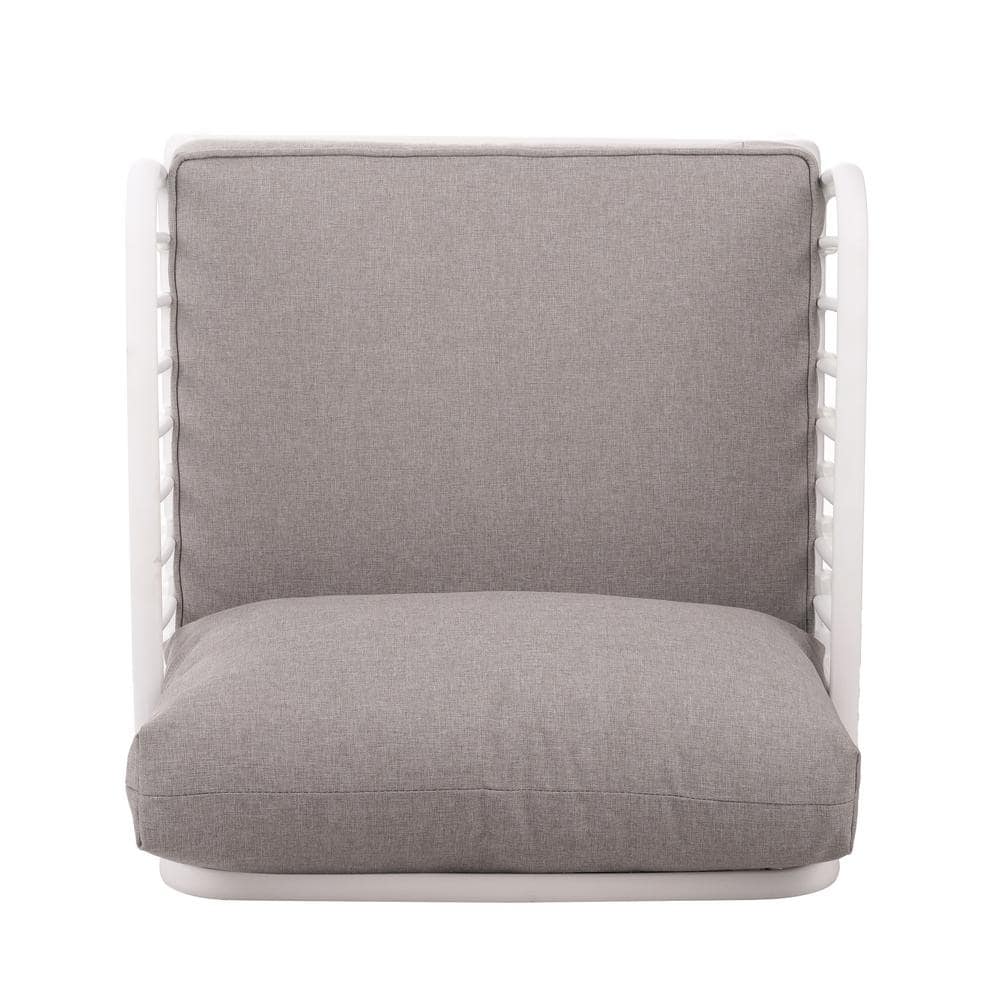 White and Light Gray Polypropylene Outdoor Club Chair with Cushions