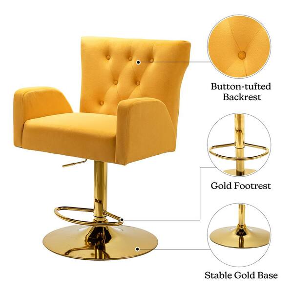JAYDEN CREATION Luciana Modern Mustard Velvet Adjustable Swivel