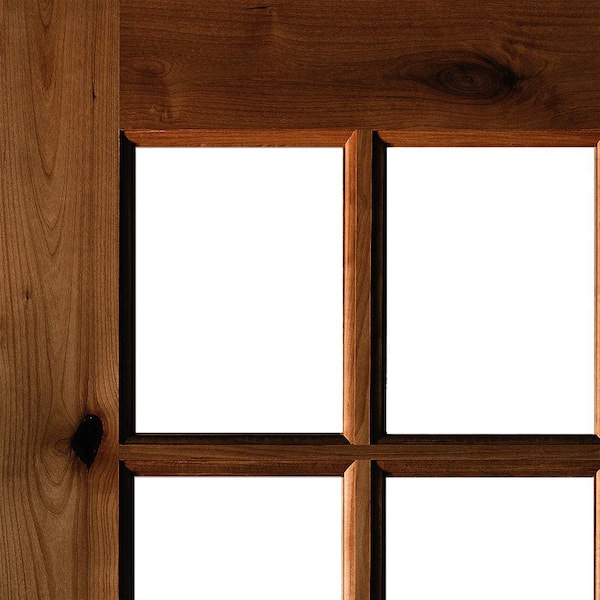 36in.x80in. RH 9-Lite Clear Glass RedChestnut Stain Alder Wood AssemblyRequired Front Door Kit w/QuickAssembleJamb