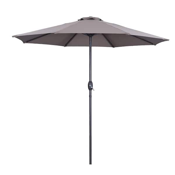 ANGELES HOME 9 ft. Steel Aluminum Market Tilt Patio Umbrella in Tan