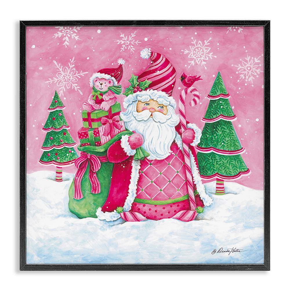Pink and Green Santa Scene by Diane Kater 1-Piece Framed Graphic Print Nature Poster Art Print 17 in. x 17 in. price history on PriceWatchPro