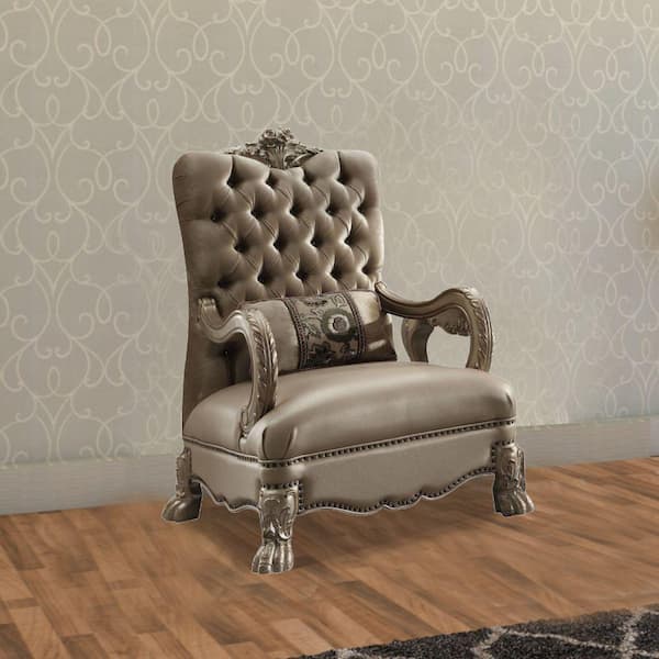 Benjara Gold Fabric Accent Chair with Claw legs