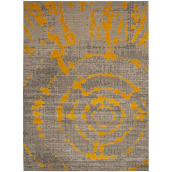 SAFAVIEH Porcello Light Grey/Yellow 8 ft. x 11 ft. Abstract Area Rug