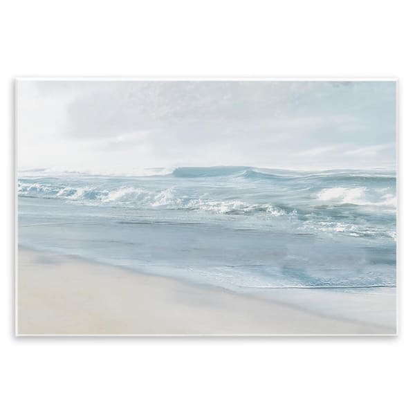 Stupell Industries Calm Blue Beach Waves by Mike Calascibetta Unframed Coastal Graphic Art Print 13 in. x 19 in.
