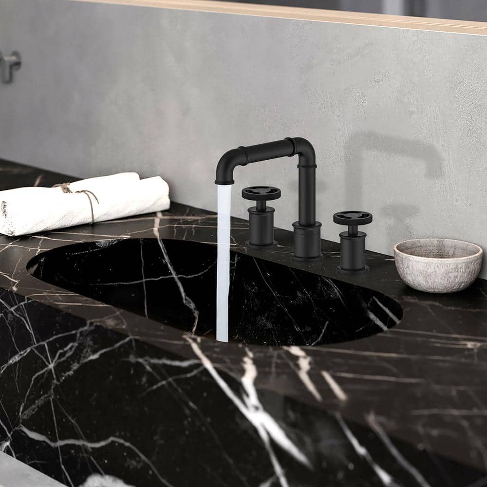 Avallon Matte Black Double-Handle Widespread Bathroom Faucet